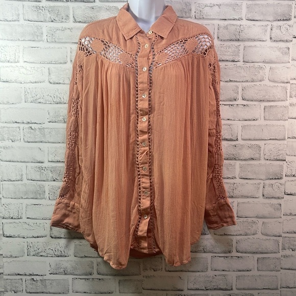 Free People Chemise Katie Bird Shirt Medium - Picture 1 of 11